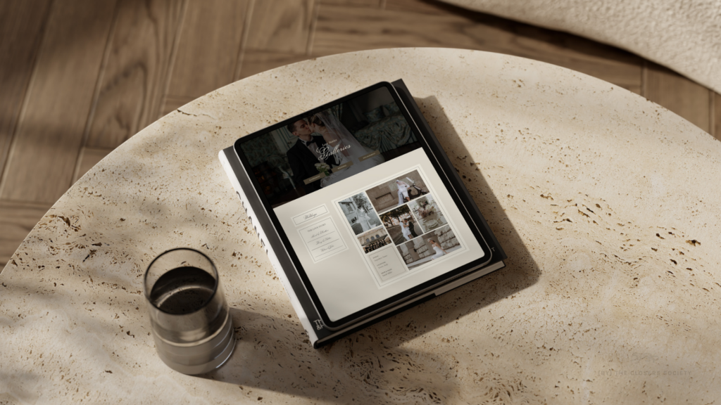 tablet showing dc photographer's wedding portfolio on custom showit website
